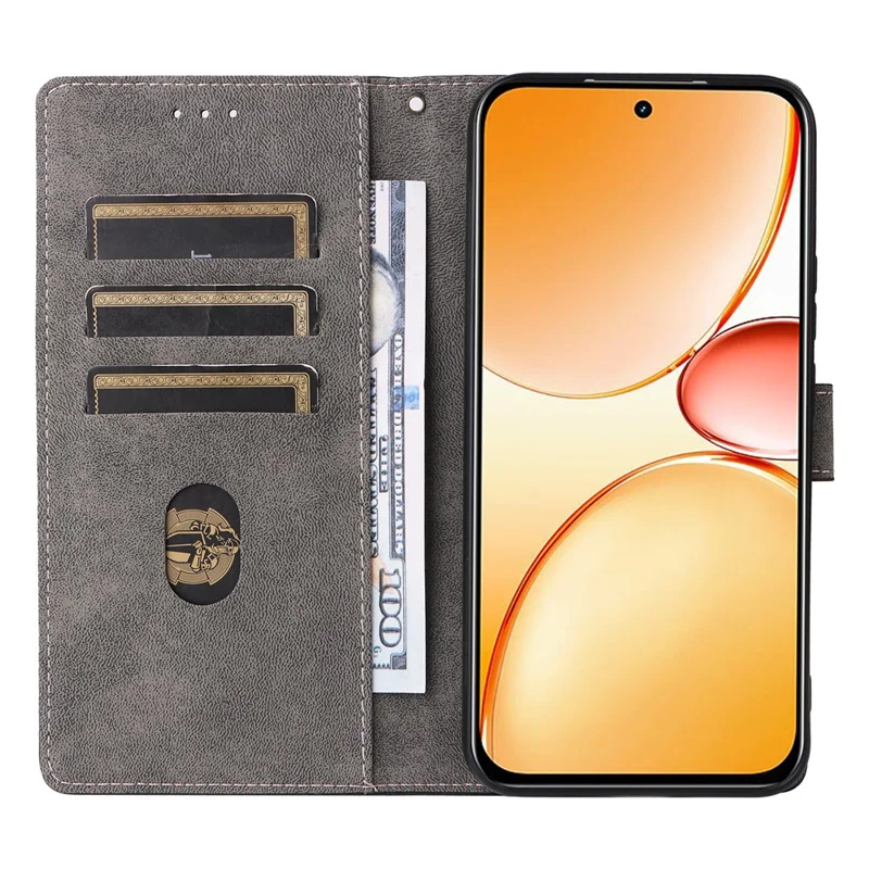 For Realme C85 Pro 4G Case Wallet RFID Blocking PU Leather Phone Cover Stand with Strap - Black