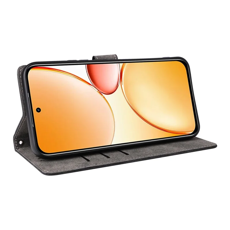 For Realme C85 Pro 4G Case Wallet RFID Blocking PU Leather Phone Cover Stand with Strap - Black