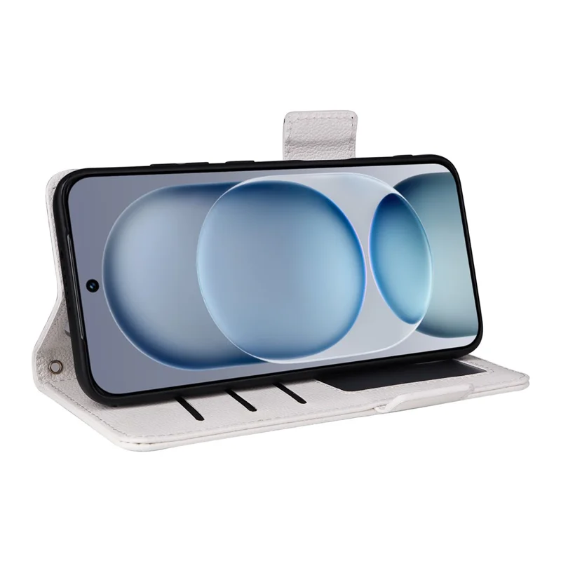 For Honor Magic8 Pro Air 5G Case Litchi Texture Wallet Leather Phone Cover with Wrist Strap - White