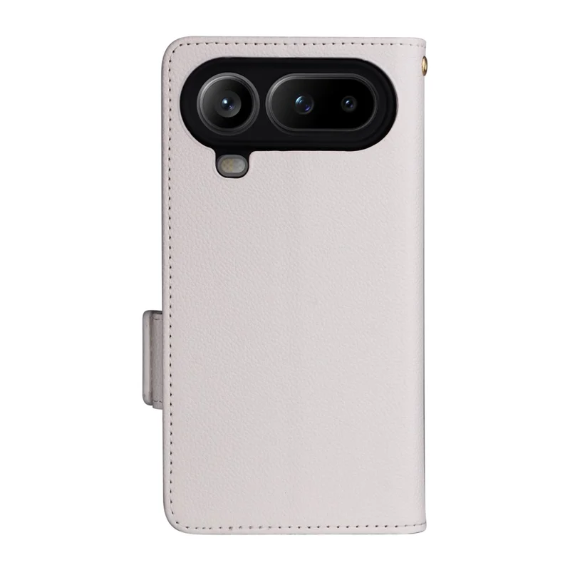 For Honor Magic8 Pro Air 5G Case Litchi Texture Wallet Leather Phone Cover with Wrist Strap - White