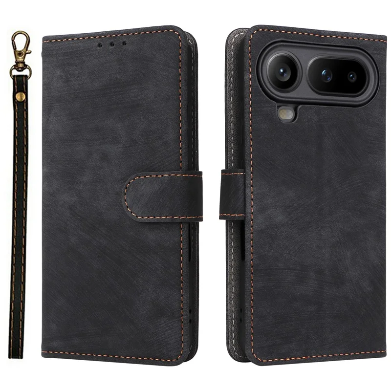 For Honor Magic8 Pro Air 5G Case Wallet RFID Blocking PU Leather Phone Cover Stand with Strap - Black