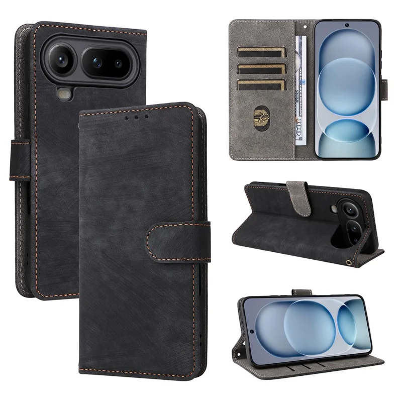 For Honor Magic8 Pro Air 5G Case Wallet RFID Blocking PU Leather Phone Cover Stand with Strap - Black