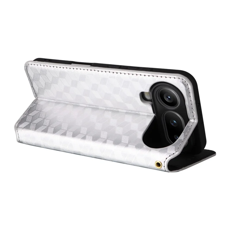 For Honor Magic8 Pro Air 5G Case Wallet Rhombus Imprinted PU Leather Phone Cover - Silver