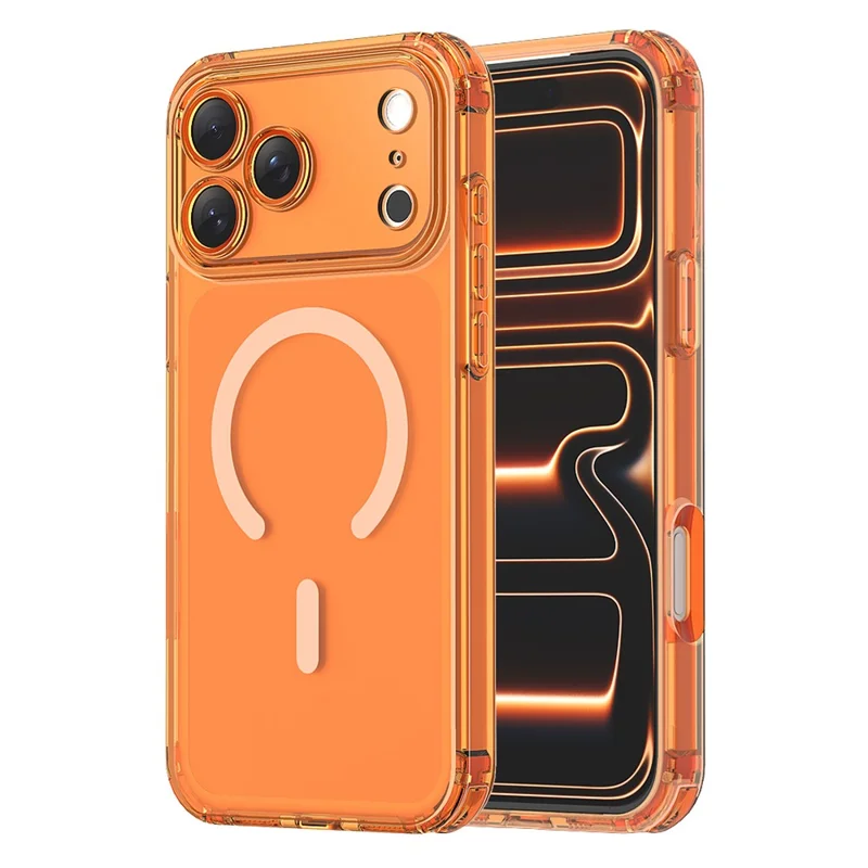 For iPhone 17 Pro Magnetic Case TPU Shockproof Clear Phone Cover with Removable Corner Pads Compatible with MagSafe - Transparent Green