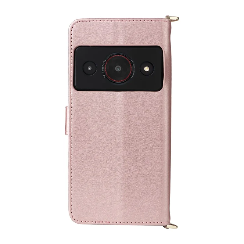 For ZTE Blade A75 Pro 5G / Telstra T-Elite 5G Leather Case Stand Wallet Phone Cover with Shoulder  /  Wrist Strap - Pink