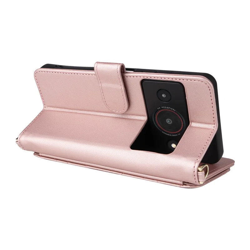 For ZTE Blade A75 Pro 5G / Telstra T-Elite 5G Leather Case Stand Wallet Phone Cover with Shoulder  /  Wrist Strap - Pink