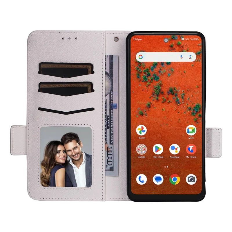For ZTE Blade A75 Pro 5G / Telstra T-Elite 5G Case Litchi Texture Wallet Leather Phone Cover with Wrist Strap - White