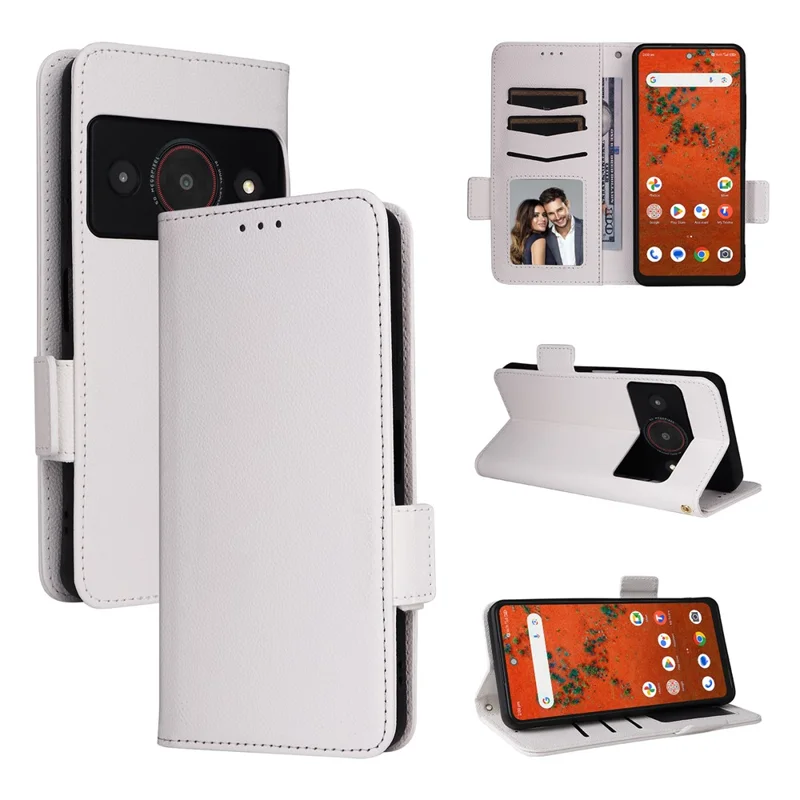 For ZTE Blade A75 Pro 5G / Telstra T-Elite 5G Case Litchi Texture Wallet Leather Phone Cover with Wrist Strap - White
