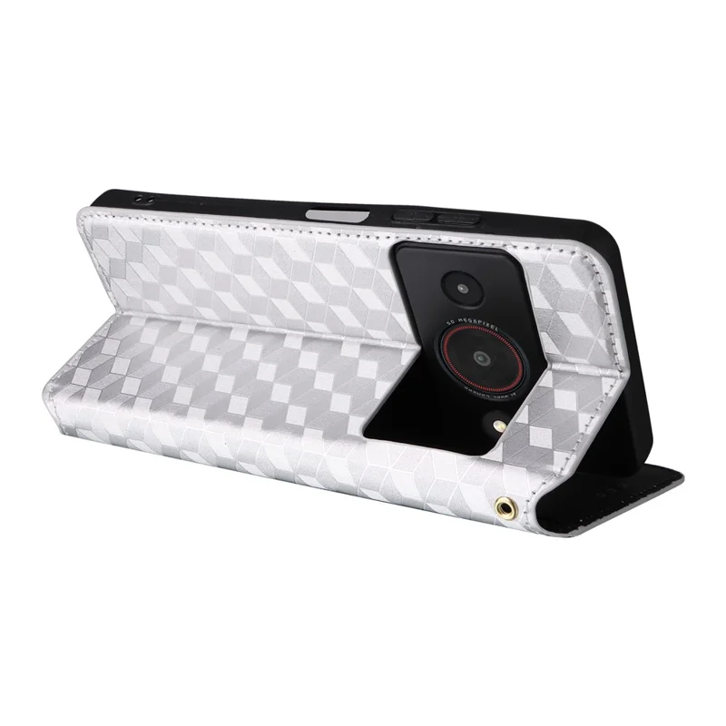 For ZTE Blade A75 Pro 5G / Telstra T-Elite 5G Case Wallet Rhombus Imprinted PU Leather Phone Cover - Silver