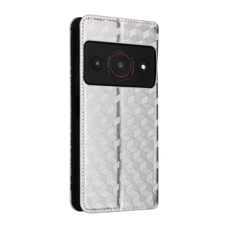 For ZTE Blade A75 Pro 5G / Telstra T-Elite 5G Case Wallet Rhombus Imprinted PU Leather Phone Cover - Silver