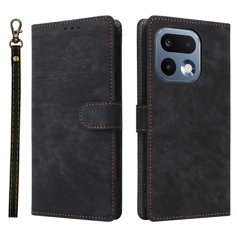 For Realme 16 Pro 5G Case Wallet RFID Blocking PU Leather Phone Cover Stand with Strap - Black