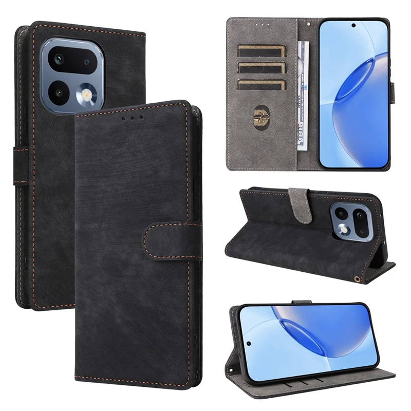 For Realme 16 Pro 5G Case Wallet RFID Blocking PU Leather Phone Cover Stand with Strap - Black