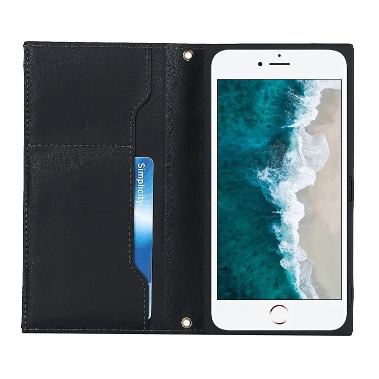 Для Iphone 7 / 8 4,7 Дюйма / SE (2020) / SE (2022) Rombus Imprinted Phone Stand Case PU - Черный