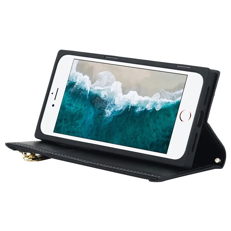 Для Iphone 7 / 8 4,7 Дюйма / SE (2020) / SE (2022) Rombus Imprinted Phone Stand Case PU - Черный
