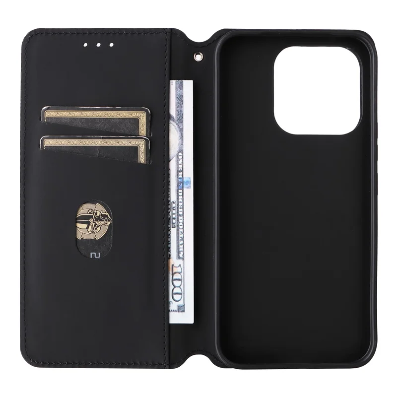 For Realme 16 Pro 5G Case Wallet Rhombus Imprinted PU Leather Phone Cover - Black