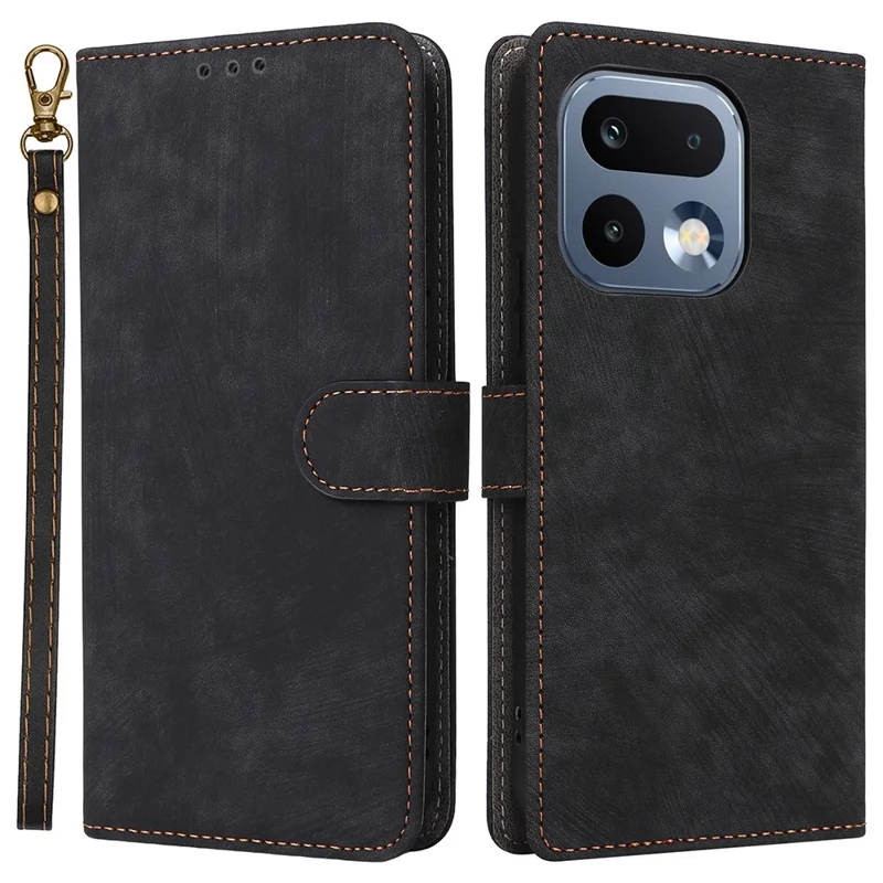 Capa Carteira para Realme 16 Pro+ 5G, Capa de Couro PU com Função RFID, Suporte e Alça - Preto