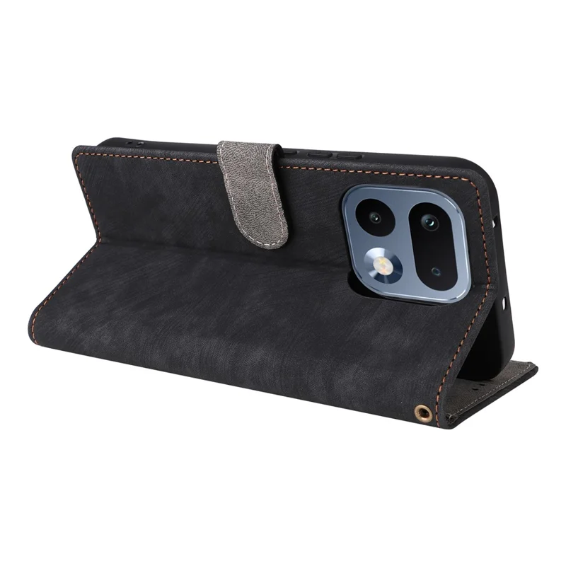 Capa Carteira para Realme 16 Pro+ 5G, Capa de Couro PU com Função RFID, Suporte e Alça - Preto