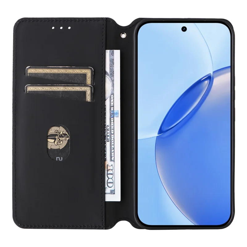 Capa Carteira para Realme 16 Pro+ 5G, Capa de Proteção em Pele PU com Impressão de Losango - Preto