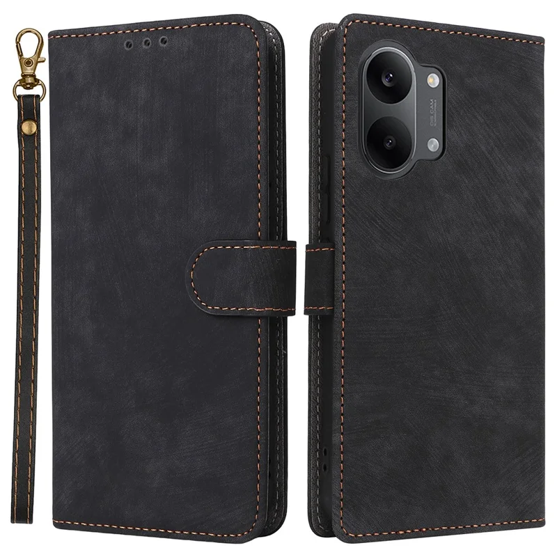 Phone Case For Xiaomi Poco X8 Pro Max 5G  /  Redmi Turbo 5 Max 5G Wallet RFID Blocking PU Leather Phone Cover Stand with Strap - Black