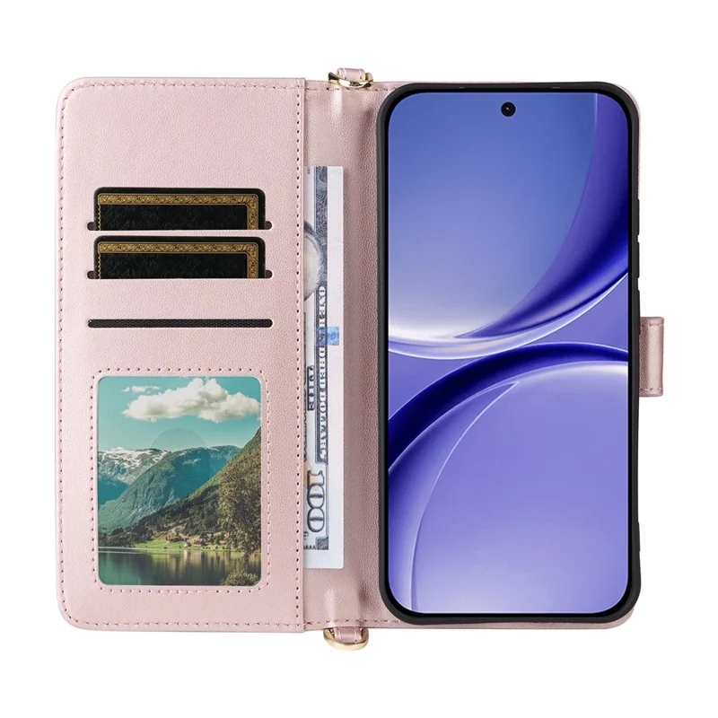 Custodia in Pelle per Xiaomi Poco X8 Pro 5G / Redmi Turbo 5 5G, Cover con Supporto, Portafoglio e Tracolla / Cinturino da Polso - Rosa