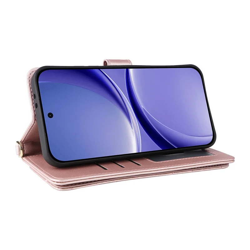 Custodia in Pelle per Xiaomi Poco X8 Pro 5G / Redmi Turbo 5 5G, Cover con Supporto, Portafoglio e Tracolla / Cinturino da Polso - Rosa