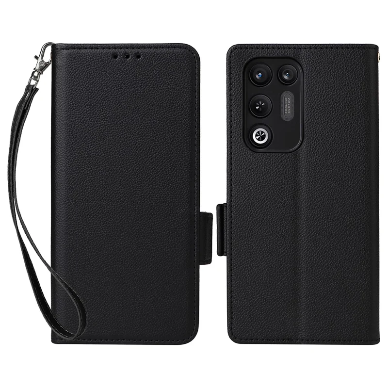 For ZTE nubia RedMagic 11 Air 5G Case Litchi Texture Wallet Leather Phone Cover with Wrist Strap - Black