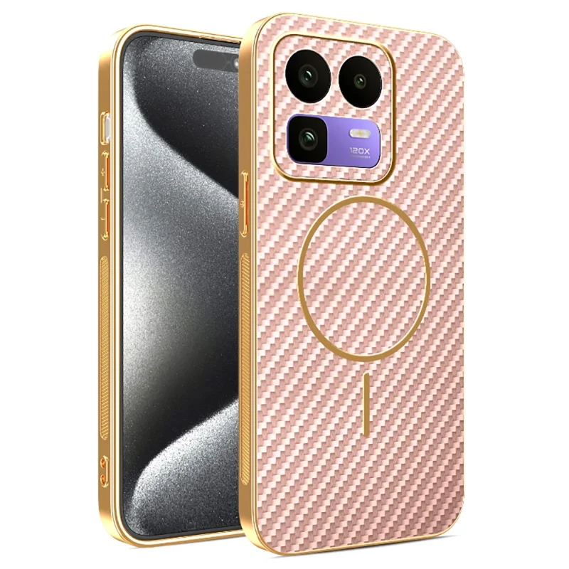 For Realme Neo8 5G Case Carbon Fiber Textured Electroplated TPU Phone Back Cover - Pink