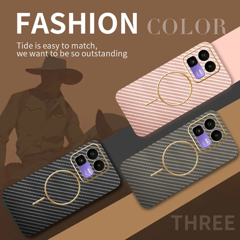 For Realme Neo8 5G Case Carbon Fiber Textured Electroplated TPU Phone Back Cover - Pink