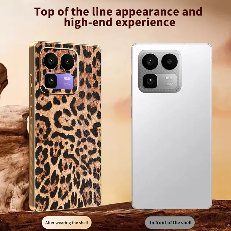 Für Realme Neo8 5G Hülle aus PU-Leder beschichtetem PC + TPU mit Galvanik-Beschichtung - Leopardenmuster