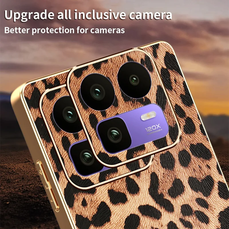 Für Realme Neo8 5G Hülle aus PU-Leder beschichtetem PC + TPU mit Galvanik-Beschichtung - Leopardenmuster