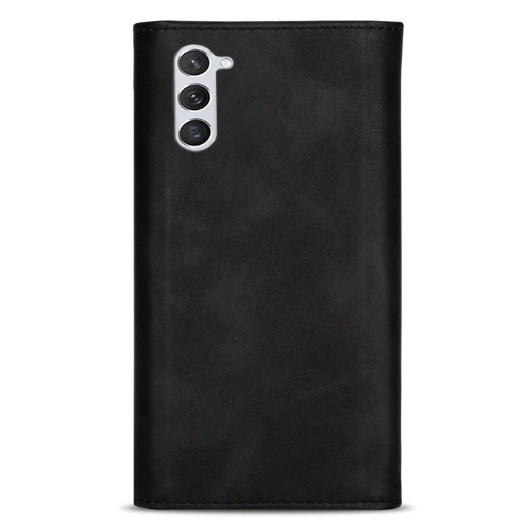 Pour Samsung Galaxy S23 Skin-touch Feeling PU Leather Phone Case Zipper Pocket Wallet Stand Cover avec Courte + Longue Sangle - Noir