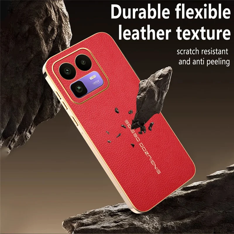 For Realme Neo8 5G Case Anti Scratch Litchi Texture PU Leather TPU Phone Back Cover - Red