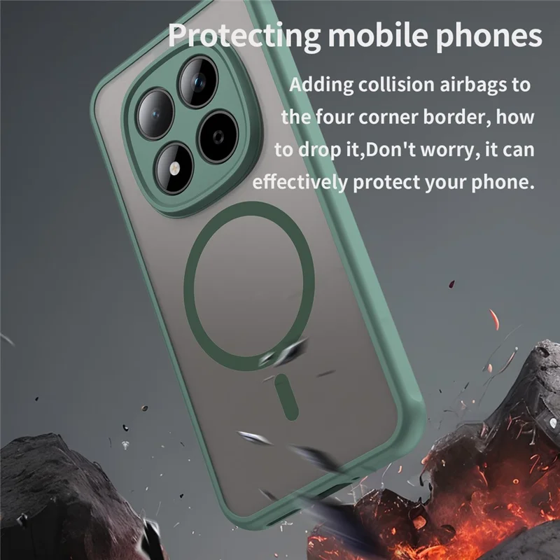 For Xiaomi Redmi Note 15 Pro 5G (Global) Magnetic Case Anti Drop PC + TPU Phone Cover - Green