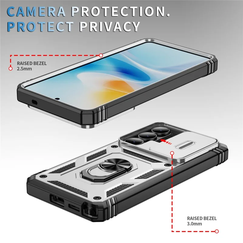 For Samsung Galaxy S26 Ultra Case TPU + PC Slide Camshield Kickstand Phone Cover - White