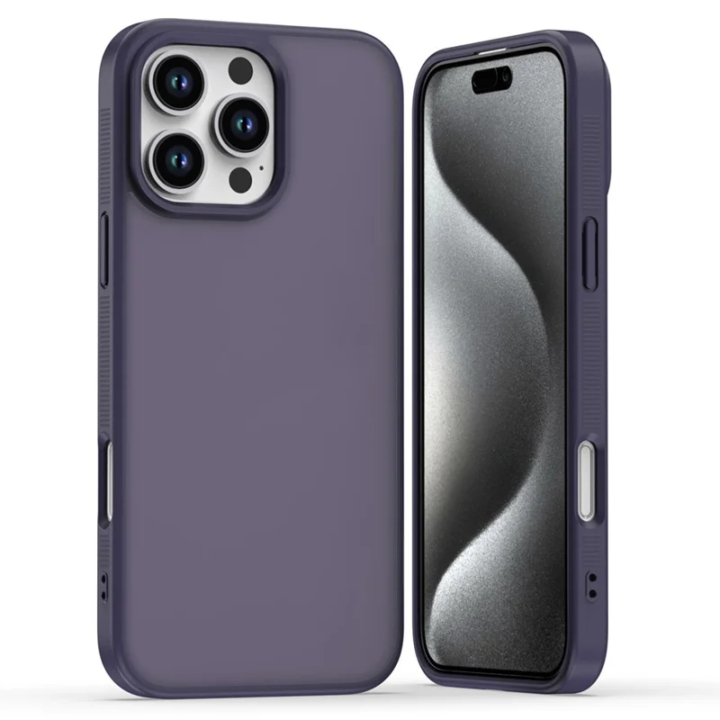 For iPhone 16 Pro Max Case Anti Slip Skin Touch TPU Acrylic Shockproof Phone Cover - Purple