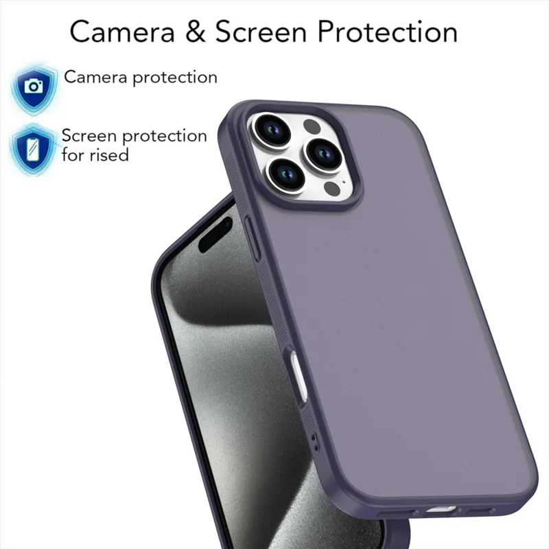 For iPhone 16 Pro Max Case Anti Slip Skin Touch TPU Acrylic Shockproof Phone Cover - Purple