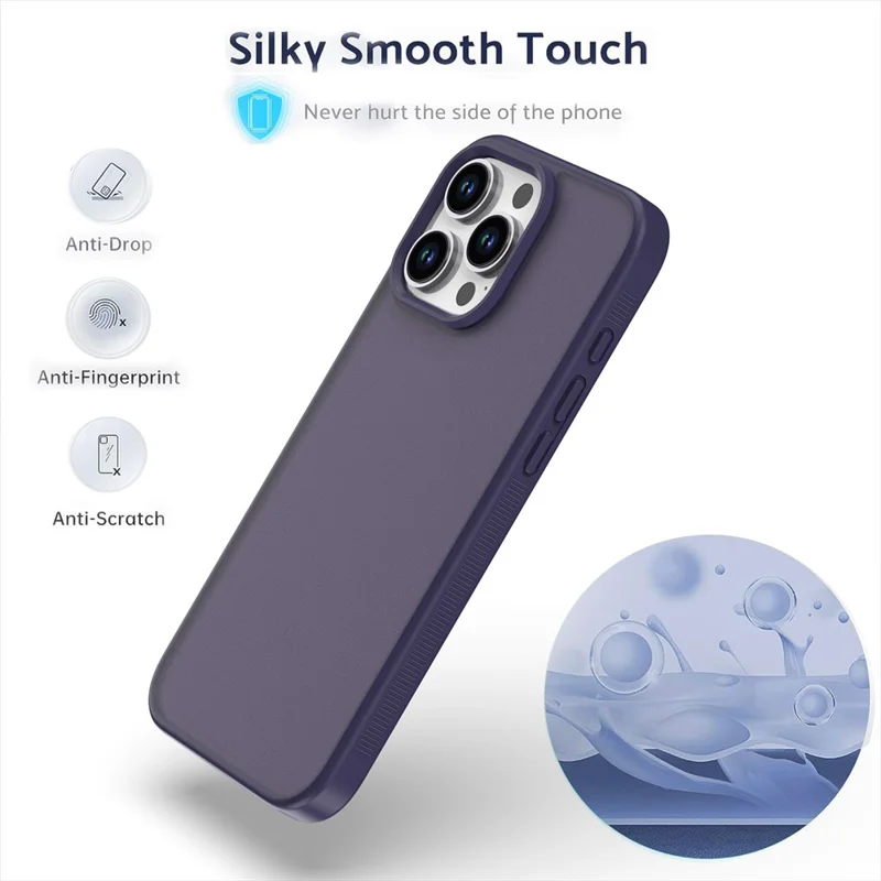 For iPhone 16 Pro Max Case Anti Slip Skin Touch TPU Acrylic Shockproof Phone Cover - Purple