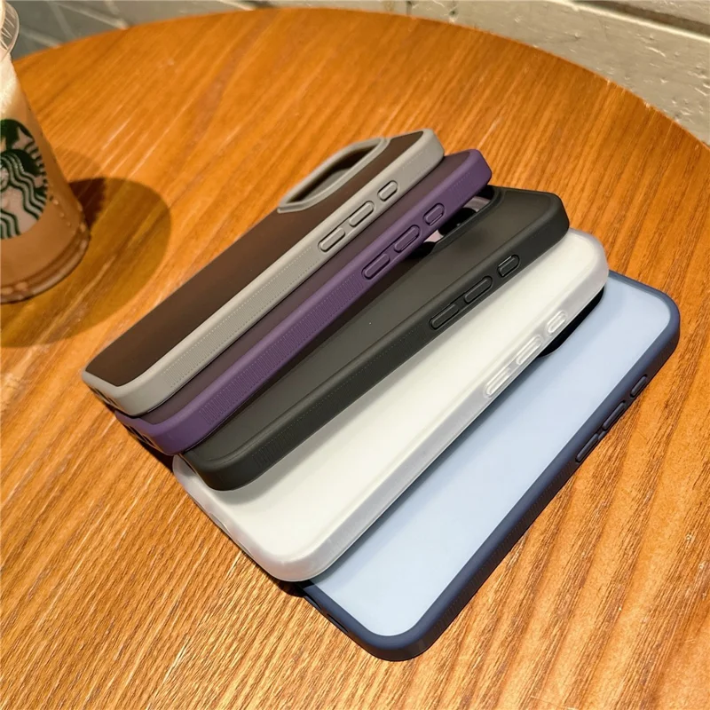 For iPhone 16 Pro Max Case Anti Slip Skin Touch TPU Acrylic Shockproof Phone Cover - Purple