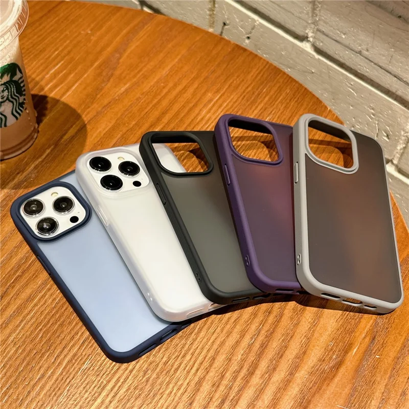 For iPhone 16 Pro Max Case Anti Slip Skin Touch TPU Acrylic Shockproof Phone Cover - Purple