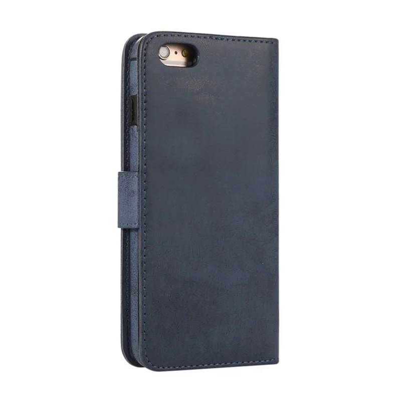 For iPhone 6 Plus  /  6s Plus Wallet Case Retro Matte Magnetic Detachable PU Leather TPU Phone Cover - Dark Blue