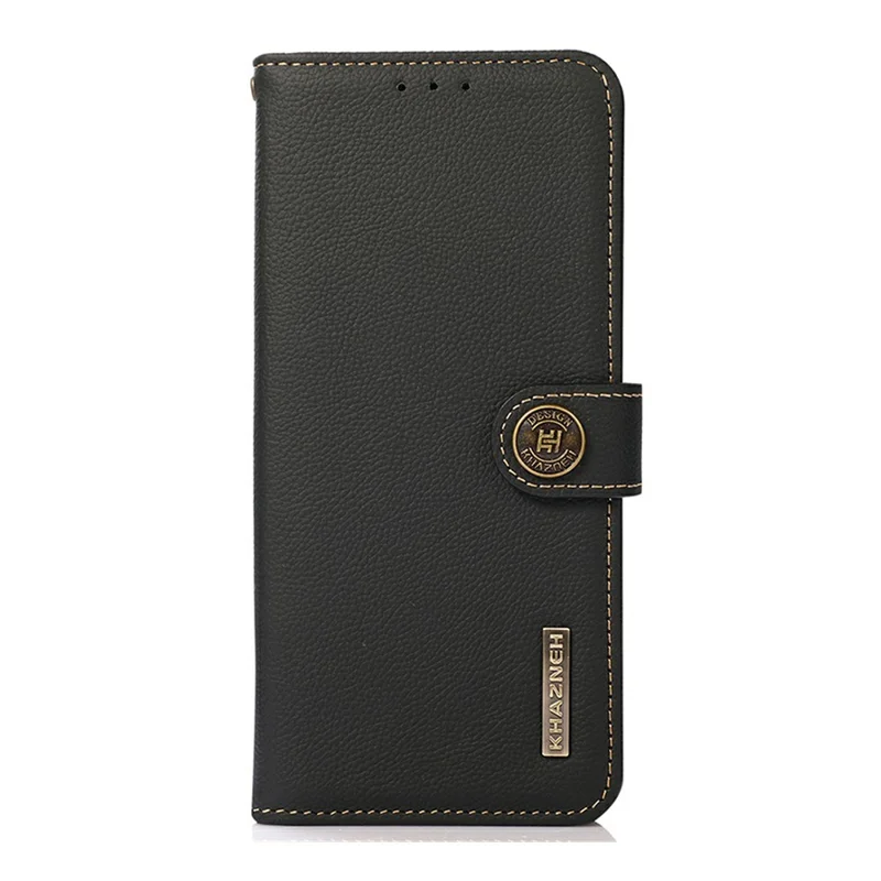 KHAZNEH for Honor X8d 4G Case Genuine Cow Leather RFID Blocking Wallet Phone Cover - Black
