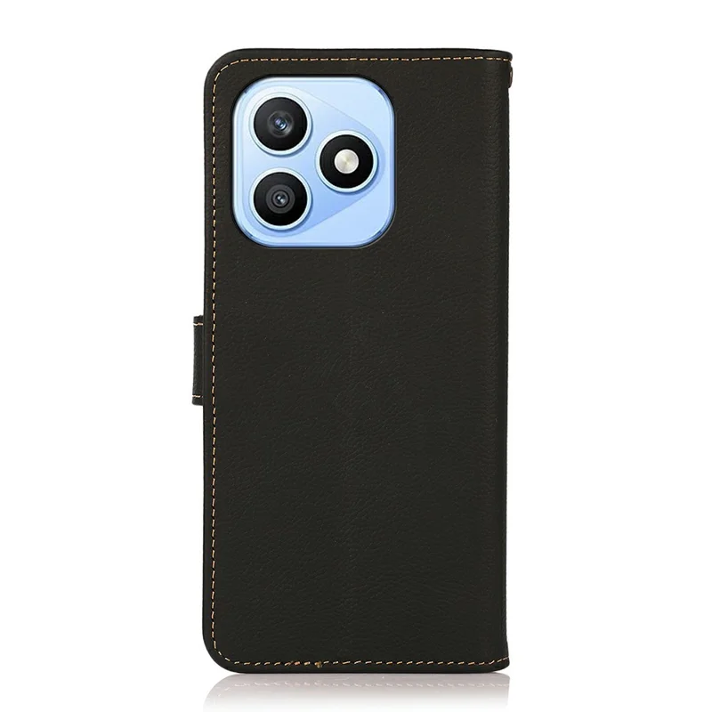 KHAZNEH for Honor X8d 4G Case Genuine Cow Leather RFID Blocking Wallet Phone Cover - Black