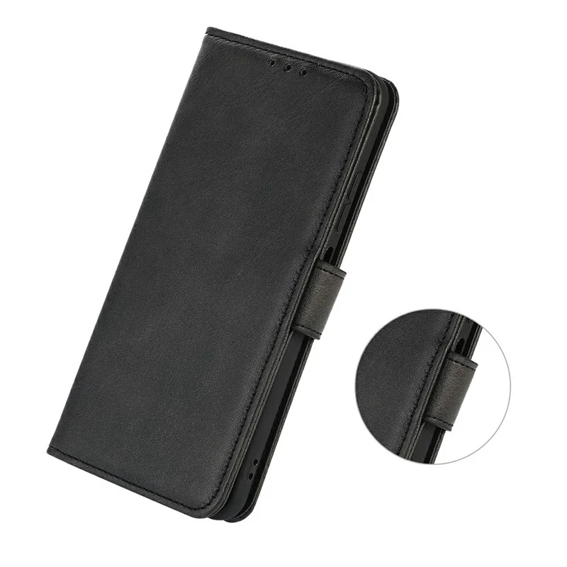 Cover per Motorola Moto G77 5G / G67 5G con Portafoglio in Pelle con Texture da Pelle di Mucca e Supporto - Nero