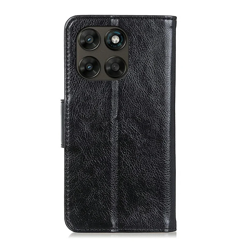 Cover per Motorola Moto G77 5G / G67 5G in Vera Pelle Scamosciata con Texture Nappa, Portafoglio - Nero
