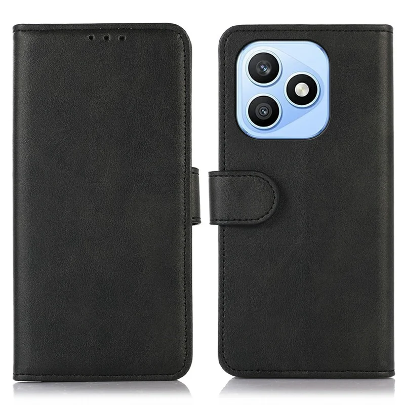 Funda para móvil Honor X8d 4G con textura de cuero de vaca, tipo cartera con soporte - Negro