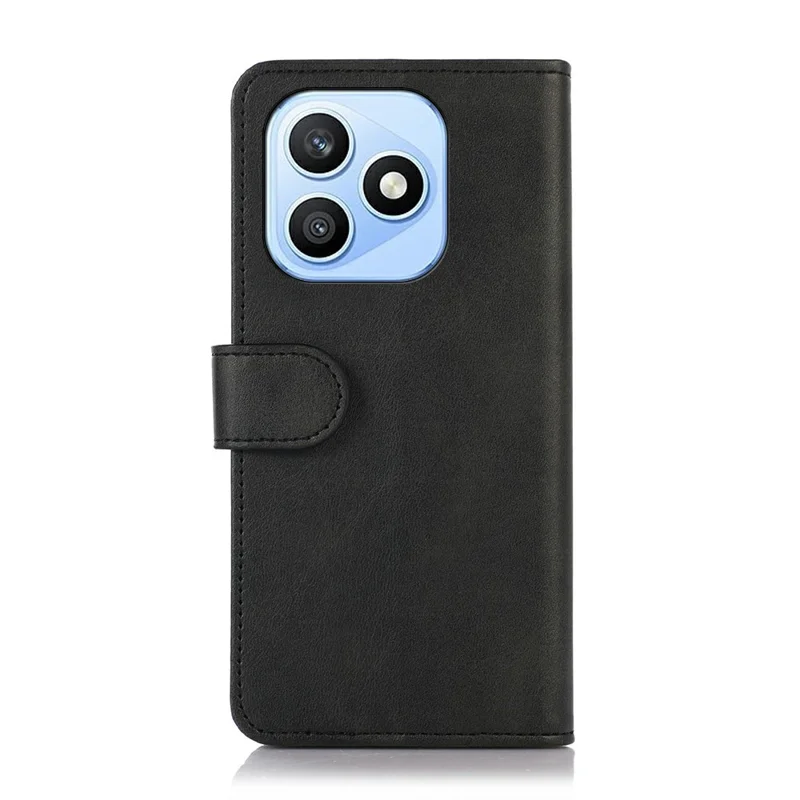 Funda para móvil Honor X8d 4G con textura de cuero de vaca, tipo cartera con soporte - Negro