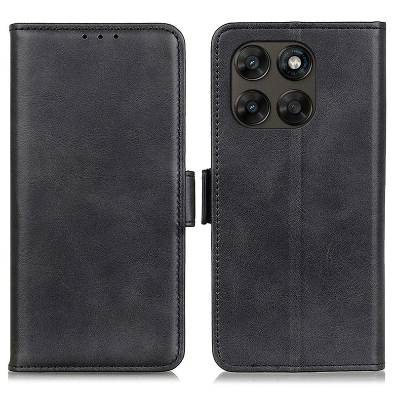 Fodral för Motorola Moto G77 5G / G67 5G, ställfodral i PU-läder med struktur av nubuckskinn - Svart