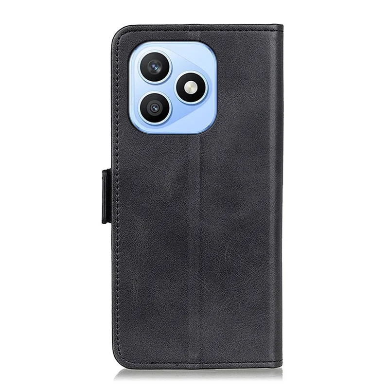 For Honor X8d 4G Hoes Stand Koeienhuidstructuur PU Leren Telefoonhoes - Zwart