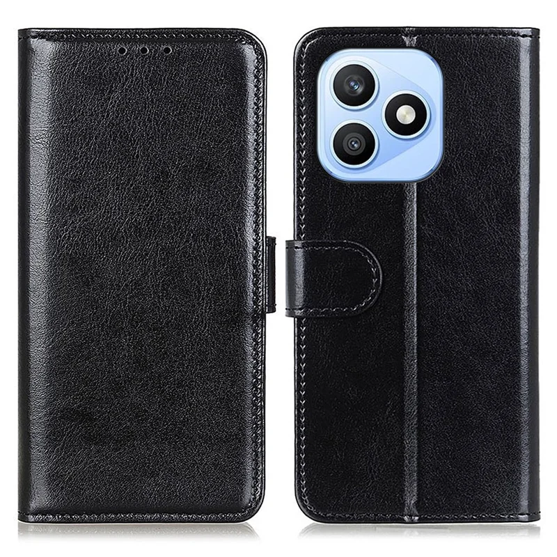 Capa para Telemóvel Honor X8d 4G em Pele Sintética Textura Cavalo Louco com Suporte - Preto