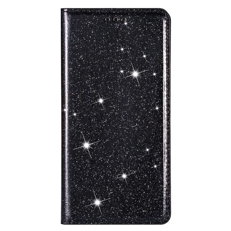 Per Samsung Galaxy S23+ Glitter Sequins Foldable Stand Phone Case PU Leather Card Holder Anti-drop Cover - Nero